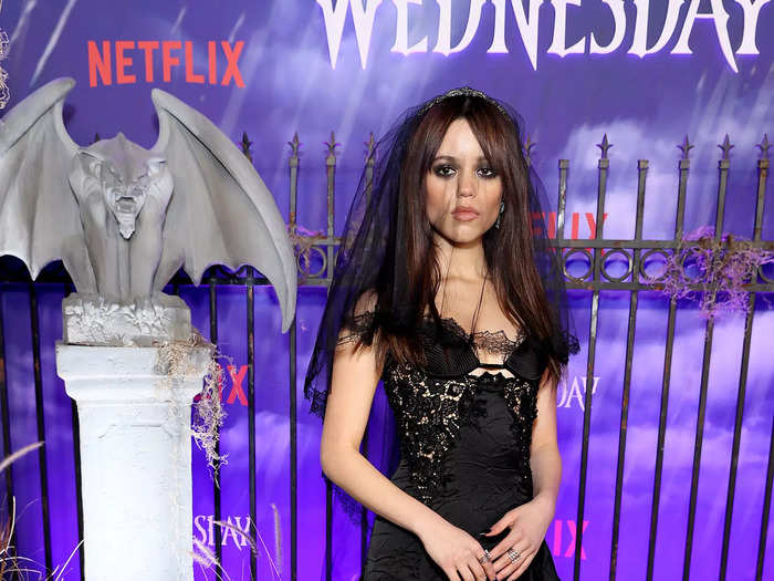 Ortego wore a gothic bridal look — complete with a black veil — for the premiere of "Wednesday" in November 2022.
