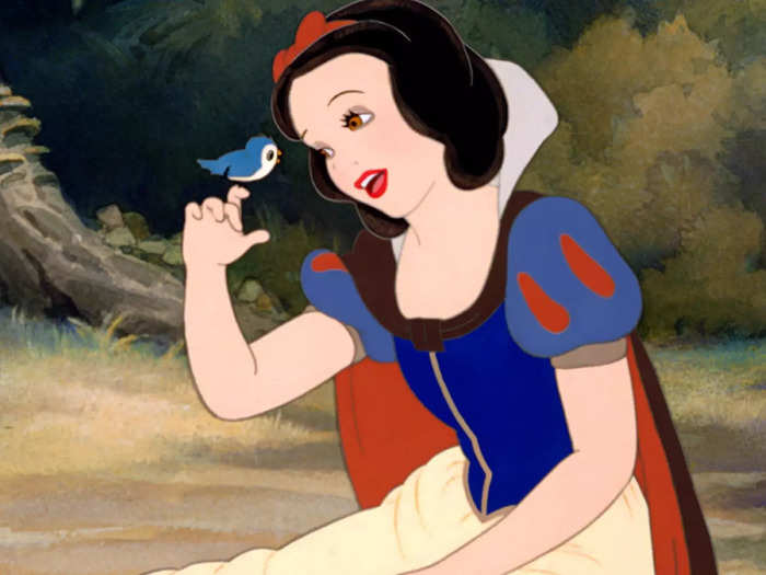 Snow White’s dress includes elements from various periods, creating a unique silhouette.