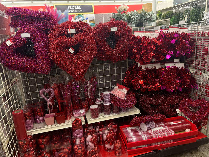 Michaels also sold tinseled hearts, but there was less variety. 