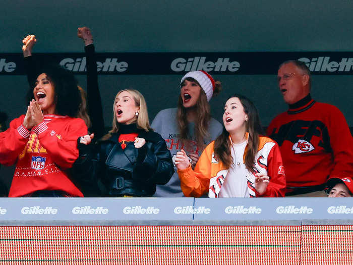 She brought her dad and friends to cheer for the Chiefs in Foxborough, Massachusetts.