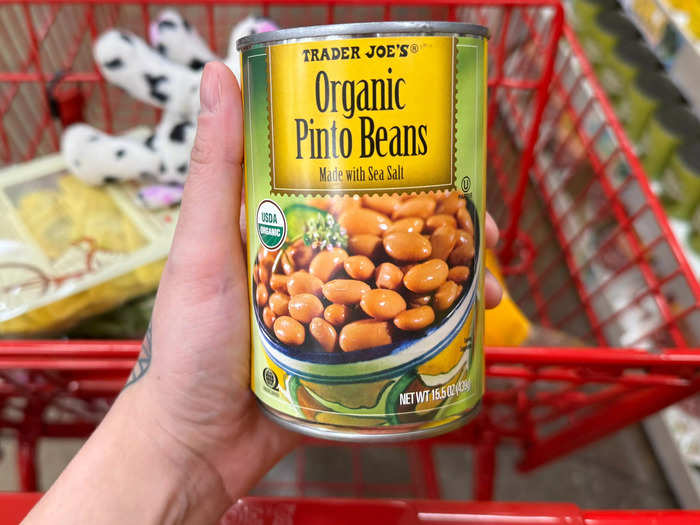 I always have a can of organic pinto beans on hand. 