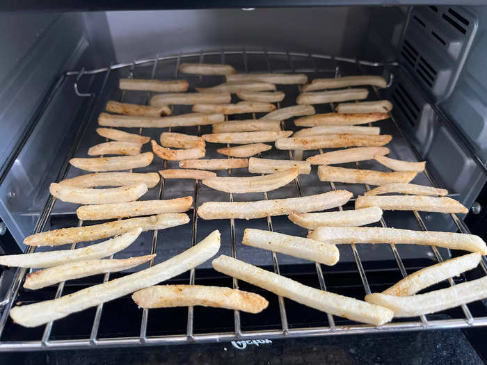 The fries baked for 15 minutes without needing to be flipped.