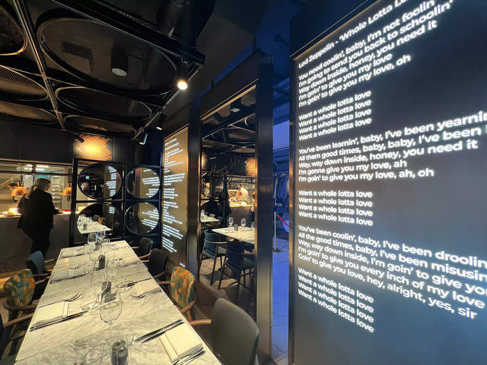 Its music-themed decor included the lyrics to Led Zeppelin