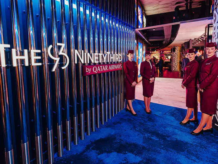 Some Qatar Airways flight attendants had flown in from Doha for the launch of its premium members club, The NinetyThird.