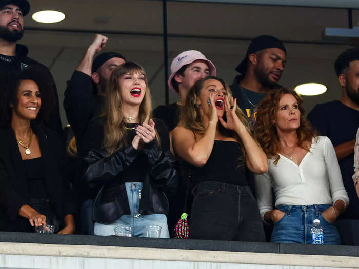 October 1, 2023: Swift attended a second Chiefs game a week later — and she brought some of her famous friends.