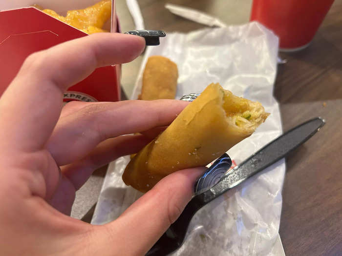 The spring rolls at Panda Express were delicious, but they didn’t come with sauce.