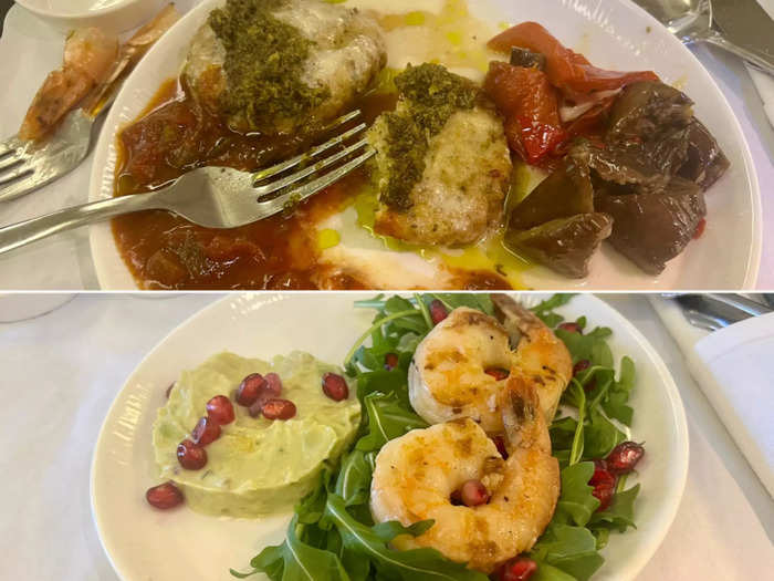 For lunch, I ordered grilled Mexican prawns for an appetizer and millet steak for my main dish. I loved the prawns, but the entrée meat was dry.