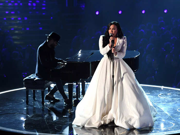 In their first performance since overdosing in 2018, Demi Lovato had to restart their emotional performance at the 2020 ceremony.