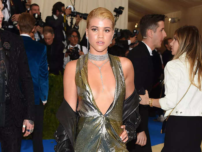 Her 2017 Met Gala look consisted of a metallic floor-length dress with an ultra-daring neckline. 