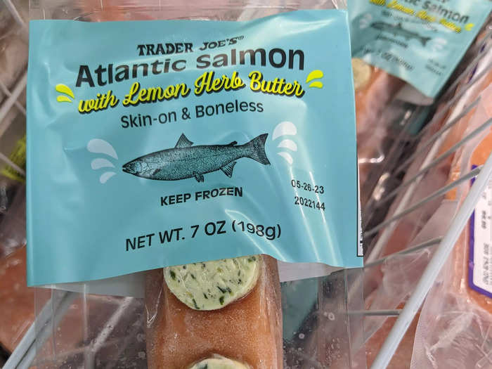 I always pick up frozen portions of Atlantic salmon.