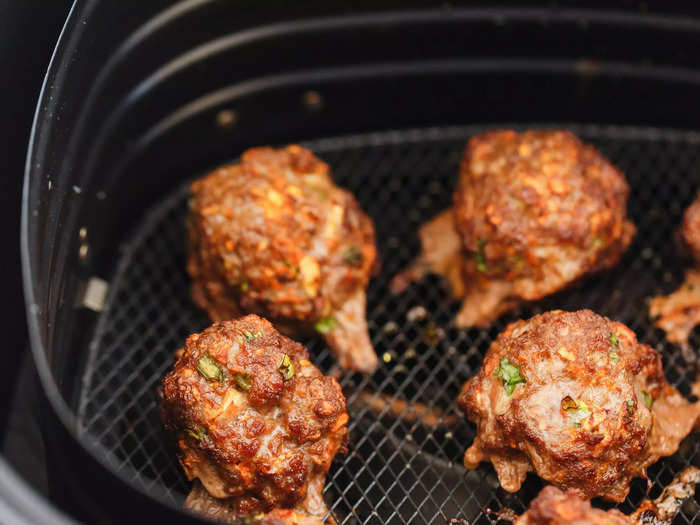 Frozen meatballs are a quick appetizer you can make in an air fryer.