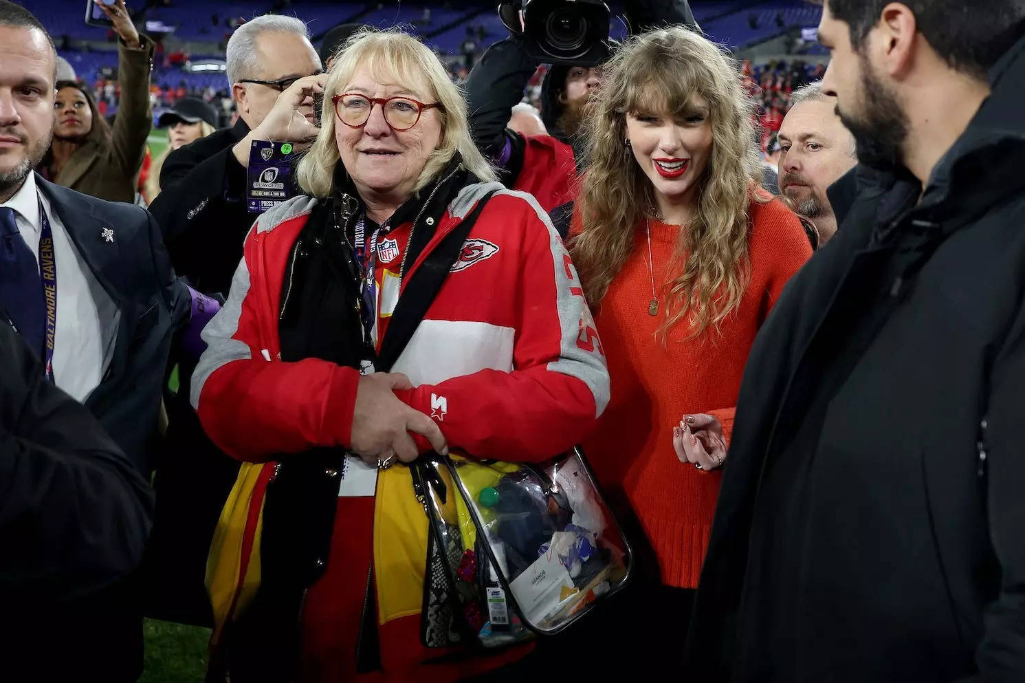 Donna Kelce and Taylor Swift at the AFC Championship game.