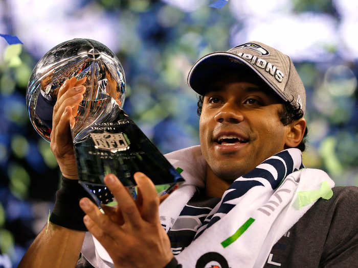 Russell Wilson led the Seattle Seahawks to their first-ever Super Bowl title at 25 years, 2 months, and 4 days old.