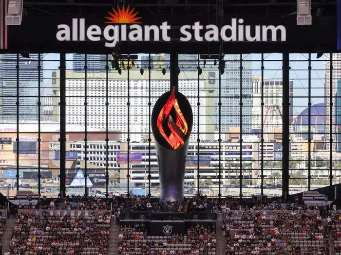 Allegiant Stadium also features a 92-foot-tall torch built in memory of former Raiders owner Al Davis, who died in 2011.