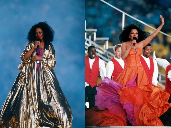 Diana Ross was one of the first halftime show performers to sport multiple outfits within her musical set.