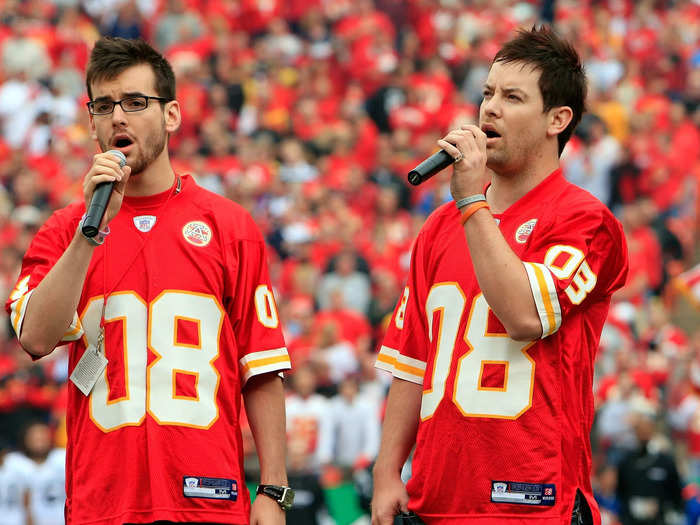 "American Idol" winner David Cook performed the national anthem with his brother at a 2008 home game.