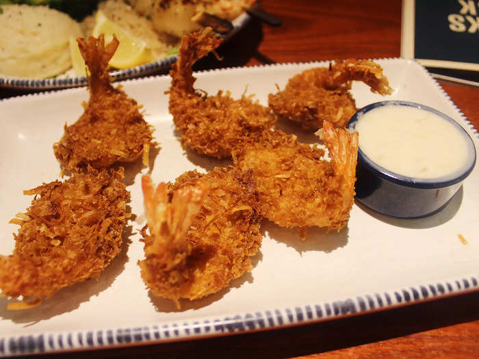 We ordered two appetizers for the table. The first was the Parrot Isle jumbo coconut shrimp.