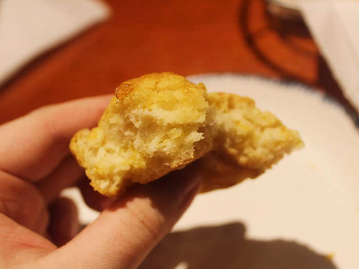 The biscuits had a delightful cheesy taste, with a slight kick. 