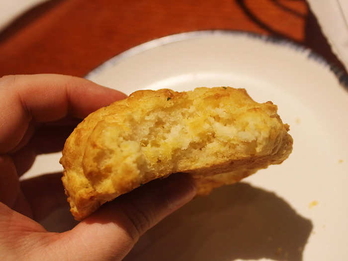 The biscuit was buttery and fluffy. 