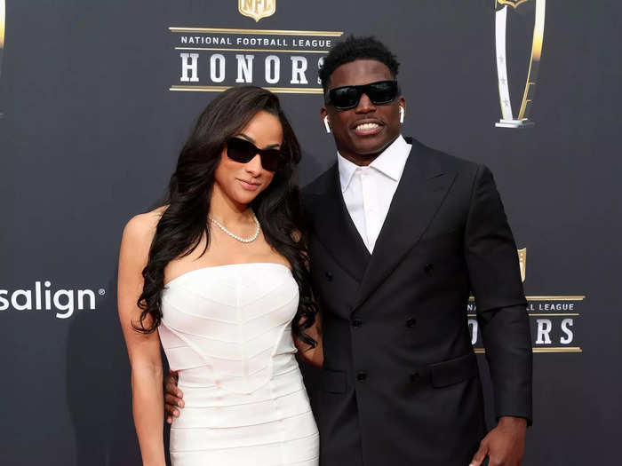 Keeta Vaccaro and Tyreek Hill coordinated their accessories.