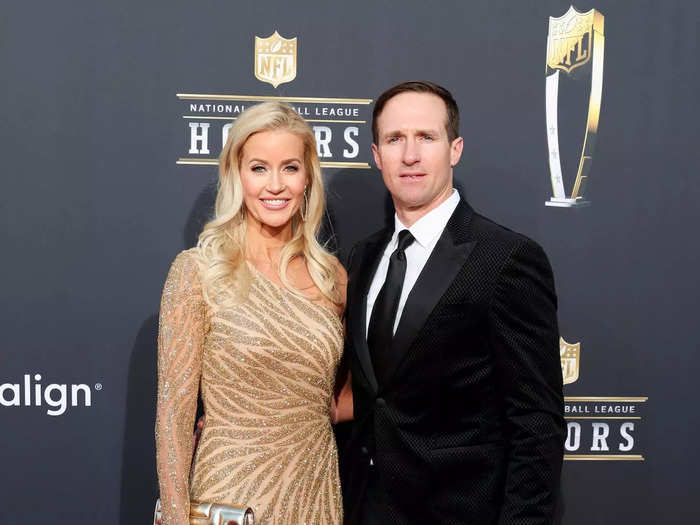 Brittany Brees and Drew Brees opted for elegant looks.