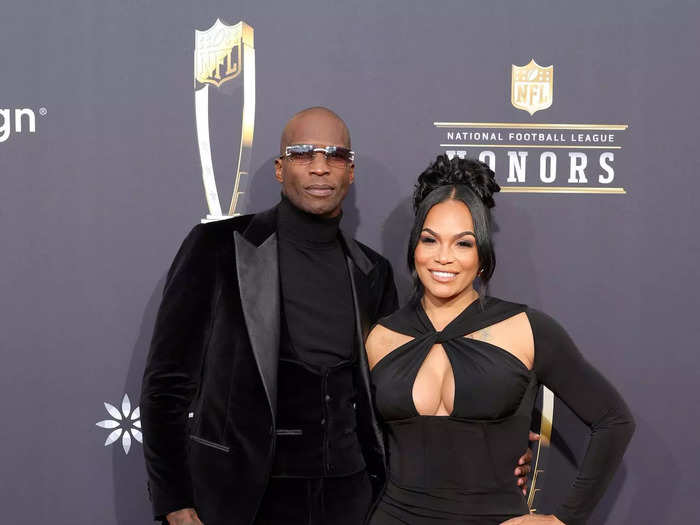 Chad "Ochocinco" Johnson and Sharelle Rosado matched in all-black ensembles.
