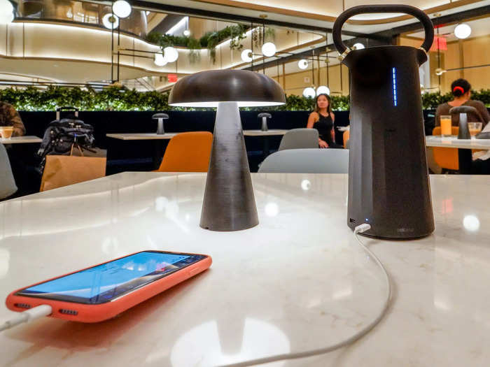 I sat for a full-service lunch and was greeted with an external battery to charge my phone. 