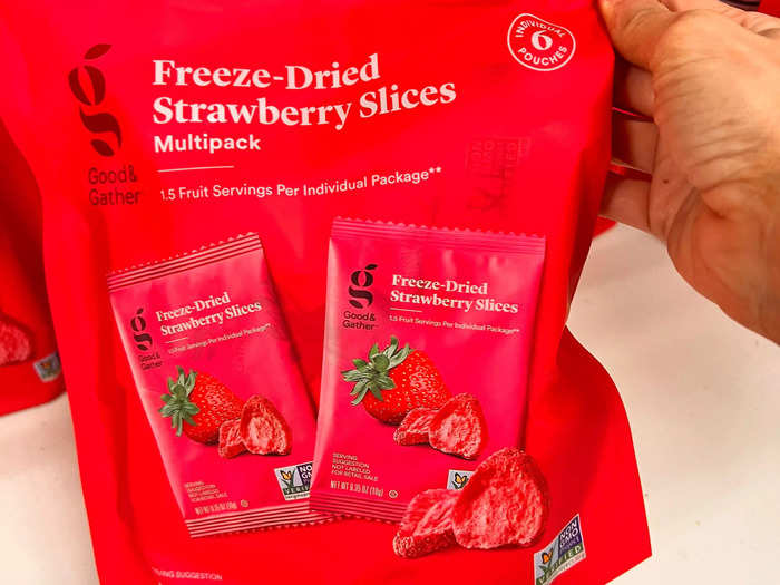 I give my daughter Good & Gather freeze-dried strawberries as a snack. 