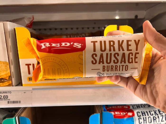 I tend to stock our freeze with Red’s turkey-sausage burritos.