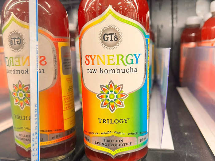 I usually grab at least one bottle of kombucha. 