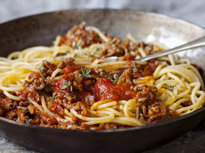 Bolognese cooks down beautifully in the slow cooker.