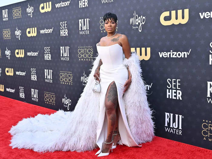 Fantasia Barrino rocked the bridal cape trend at the Critics Choice Awards.