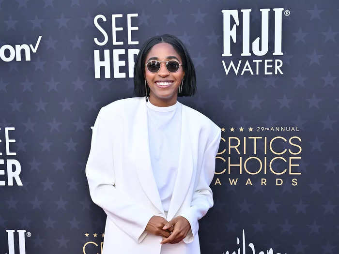 Ayo Edebiri rocked an all-white suit at the Critics Choice Awards.