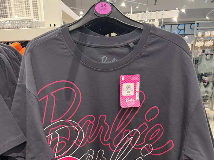 There was also a ton of "Barbie" merch, like this $26 oversize tee.