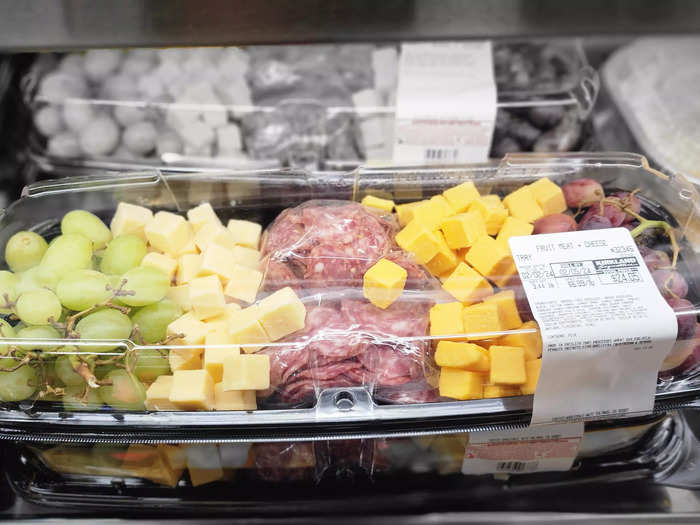 Prep for a party or make a charcuterie board with the Kirkland Signature fruit, meat, and cheese tray.