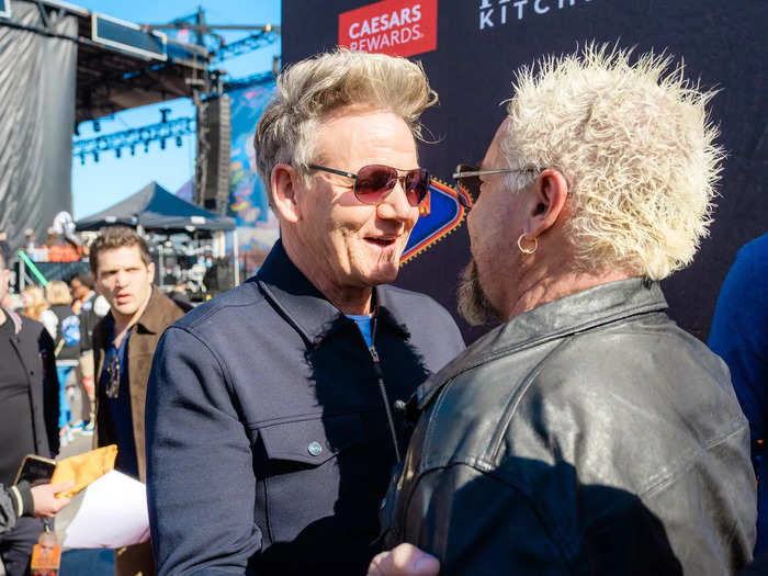 Fieri kicked off the tailgate with some celebrity friends. 