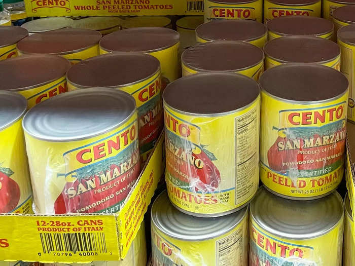 I always keep a three-pack of Cento San Marzano peeled tomatoes on hand.