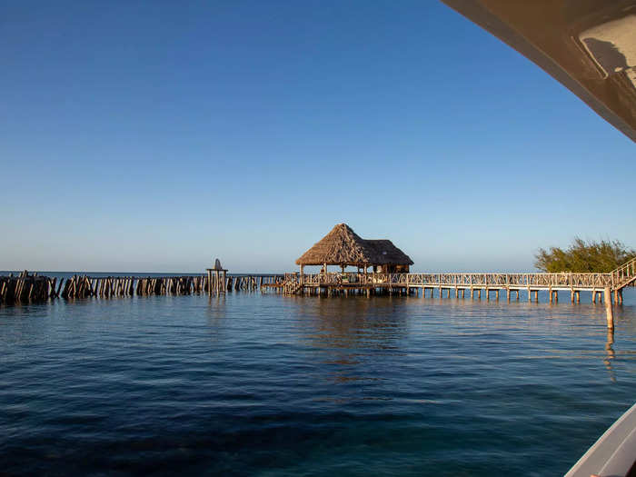 At the epicenter of the resort is a large thatched canopy.