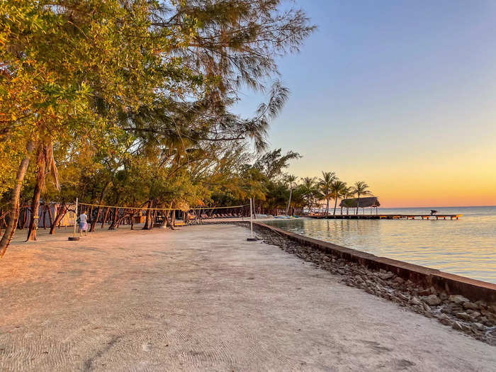 Sprinkled across the island are other outdoor activities, like a volleyball court and cornhole.