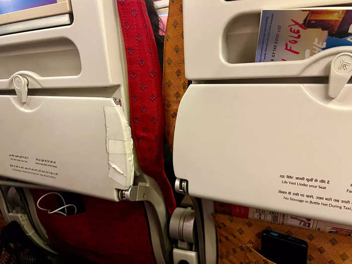 The broken features are not necessarily a design flaw but just an overall lack of care from the once-nationalized Air India to keep the interiors of its planes in good shape.