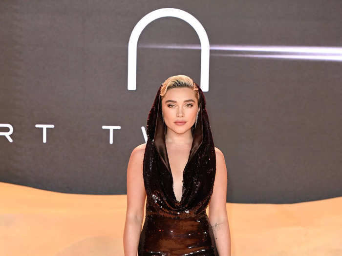 And on Thursday, Pugh took a futuristic approach to daring fashion at the London premiere of "Dune: Part Two."