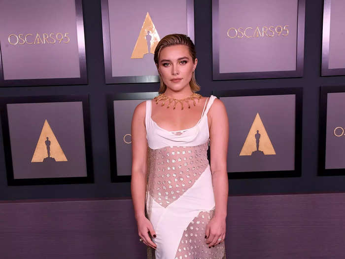 In November 2022, Pugh wore another see-through dress to the Academy of Motion Picture Arts and Sciences 13th Governors Awards.