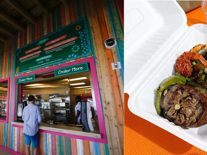 If you’re in the mood for a light snack, there are two walk-up counters on either side of the beach.