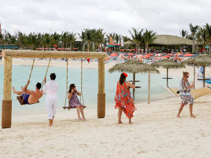 The corner with in-water umbrellas and hammocks provided some peace from the bustling pool.