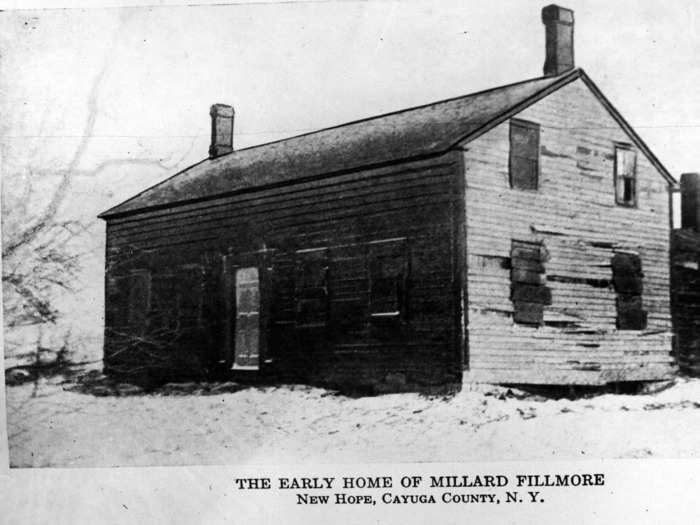 Millard Fillmore spent his childhood in this log cabin in New Hope, New York.