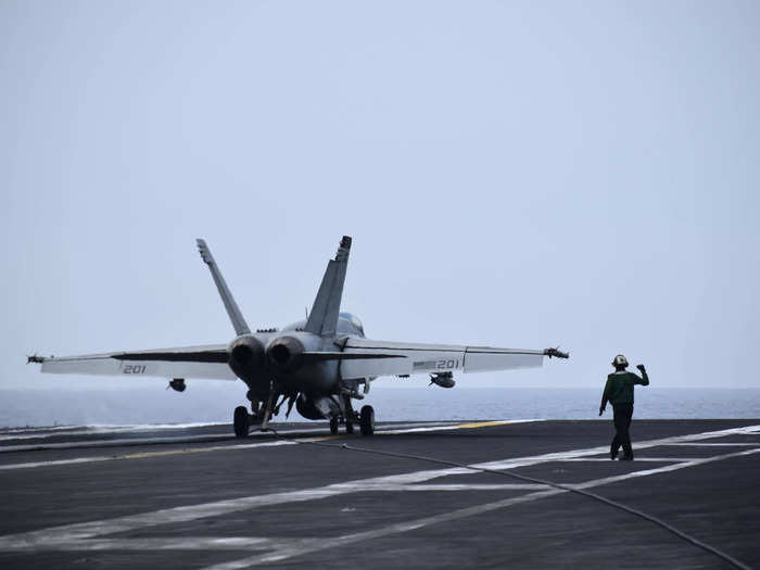 Upon landing, the aircraft is slowed down in seconds from speeds of 150 mph by the Ike