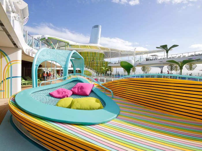 On board, Royal Caribbean didn’t shy away from flashy, maybe even absurd, design elements.