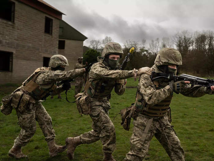 The training includes moving through the village and learning how best to take control of it.