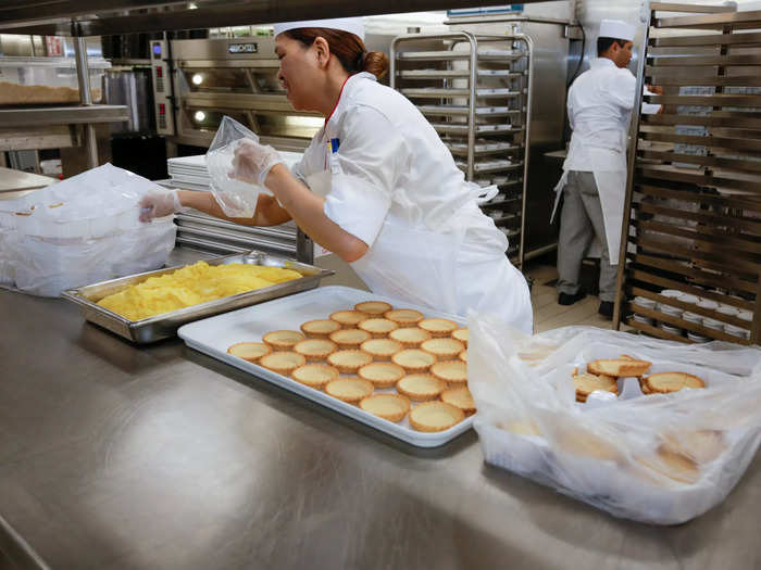 Of Icon’s 425 cooks, 45 work in this kitchen, churning out 10 or 11-hour workdays.