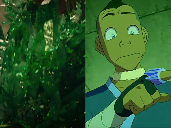 Bumi challenges Aang with crystals similar to ones he uses to trap Katara and Sokka in the original. 